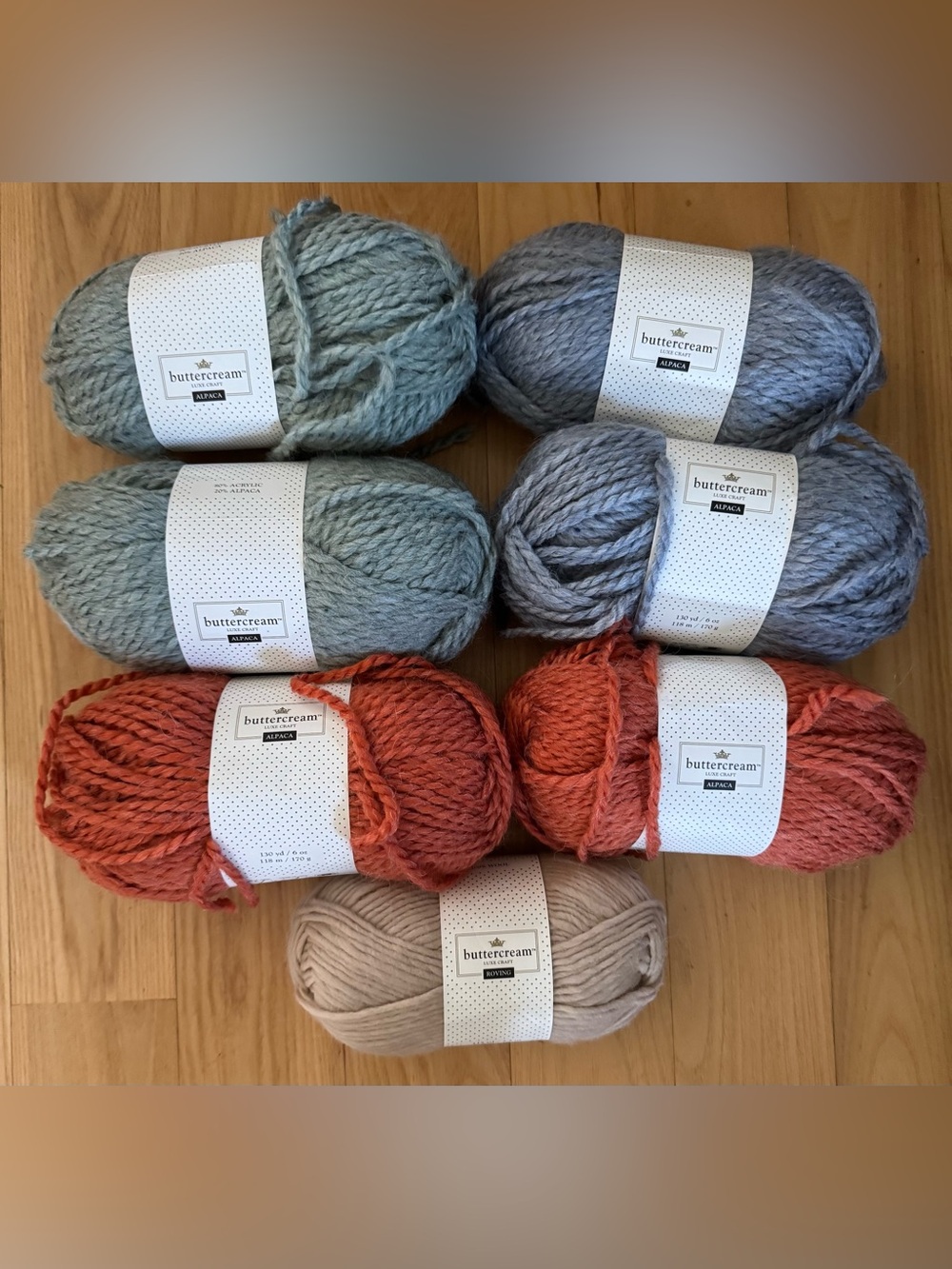 Buttercream Luxe Craft Alpaca Yarn Lot 9 Super Bulky Sage Pumpkin Blue